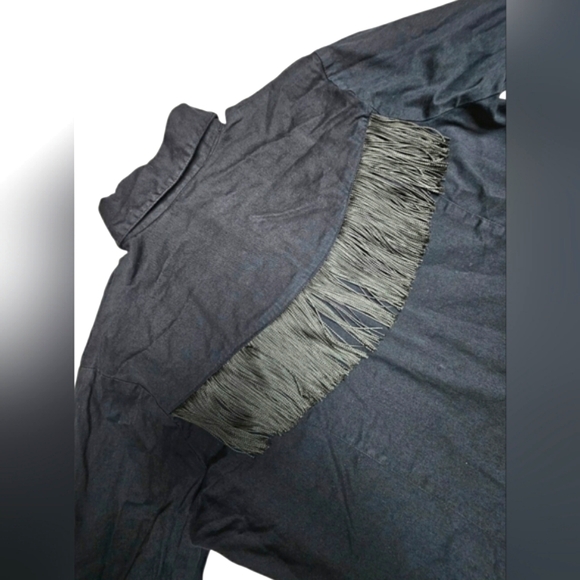 Vintage Cumberland Outfitters Western Black Fringe Tassle Longsleeve Pearl Snap - Picture 6 of 11